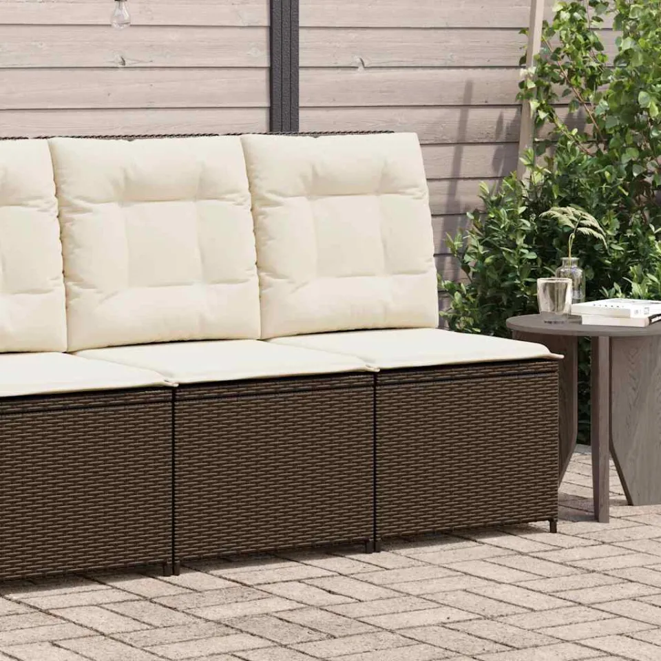 vidaXL Tuinbank Bruin en Crème Wit poly rattan, foto 4