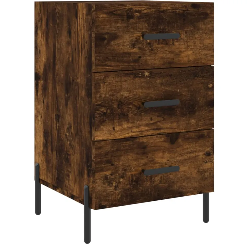 vidaXL Nachtkastje 40x40x66 cm bewerkt hout gerookt eikenkleurig, foto 3