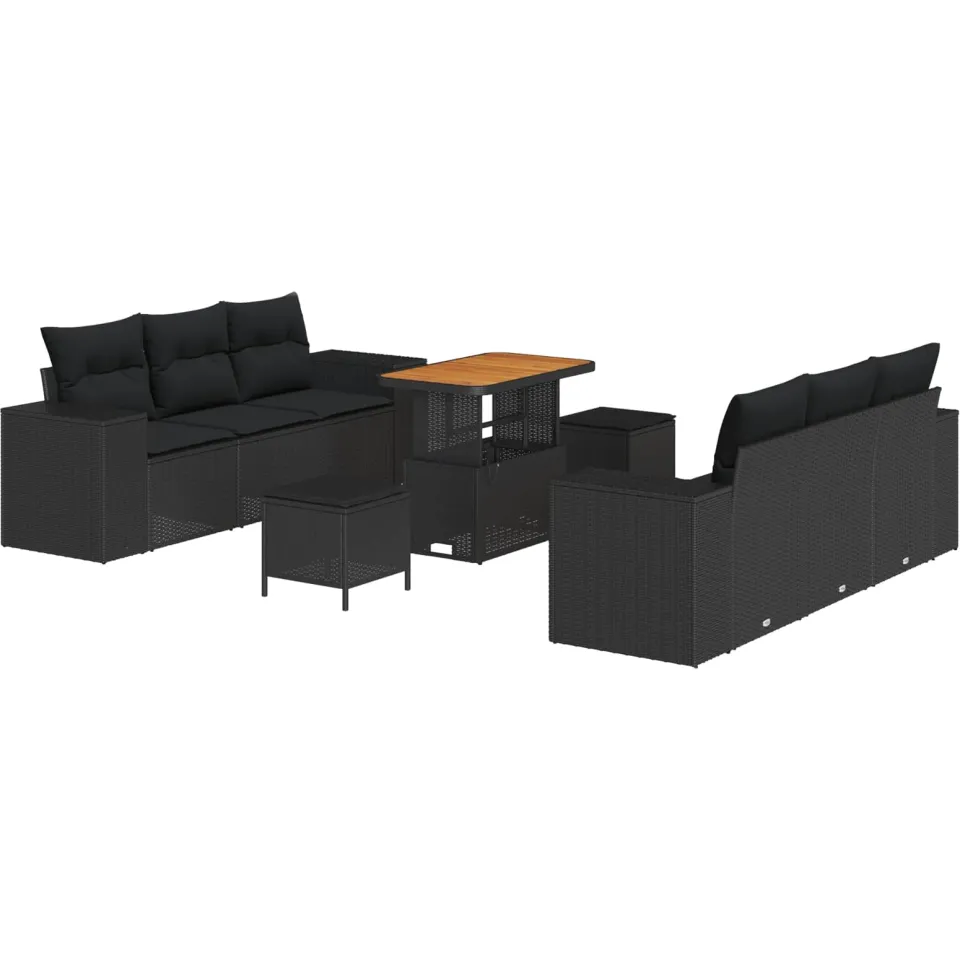 vidaXL Tuin Sofa Set 9 st Zwart Poly riet