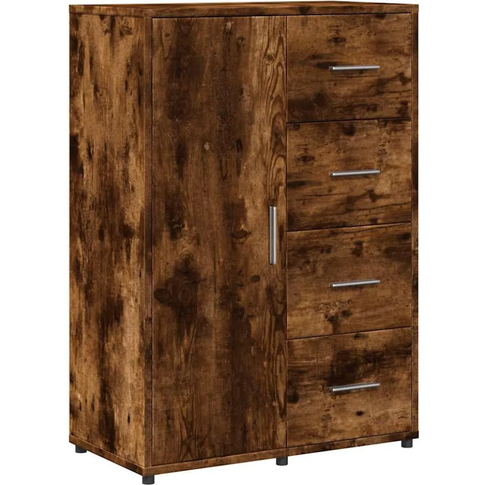 vidaXL Dressoirs 2 st 60x31x84 cm bewerkt hout gerookt eikenkleurig, foto 4