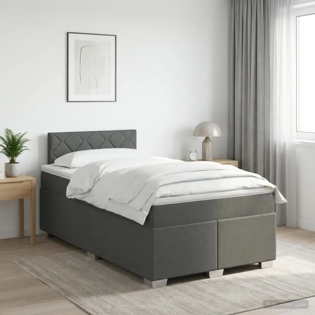 vidaXL Boxspringbed met matras Donkergrijs 120 x 200 cm Stof