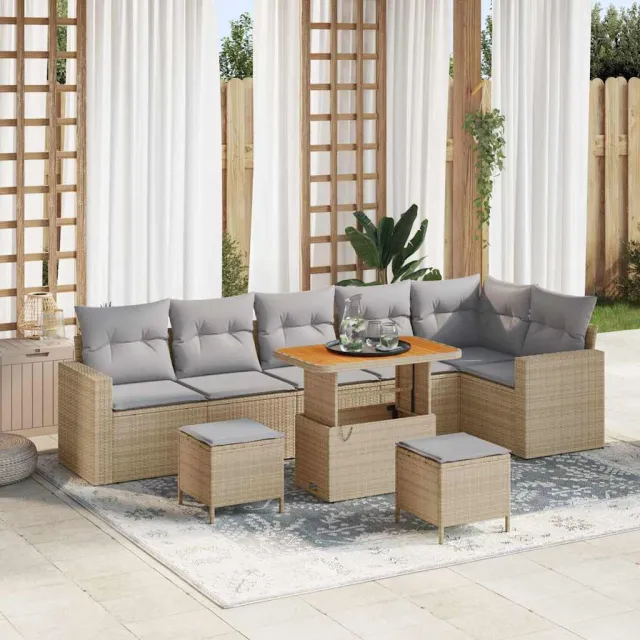 vidaXL Tuinbankenset 9 st Beige poly rattan, foto 2