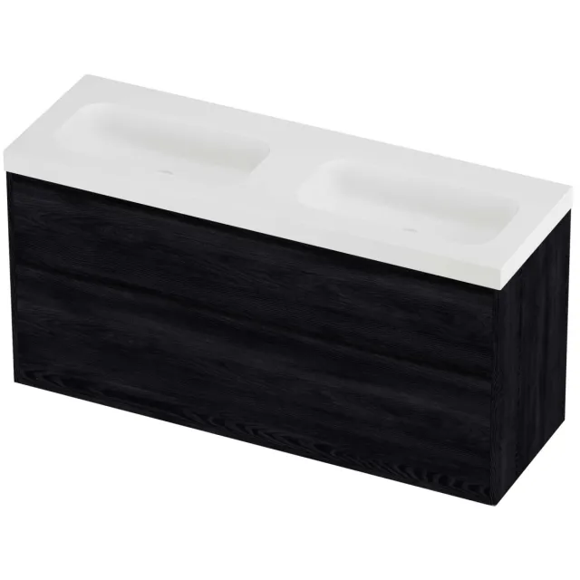 Proline Haga Badmeubelset Polystone Mezza 140x46x73 cm Mat White Black Oak Eiken