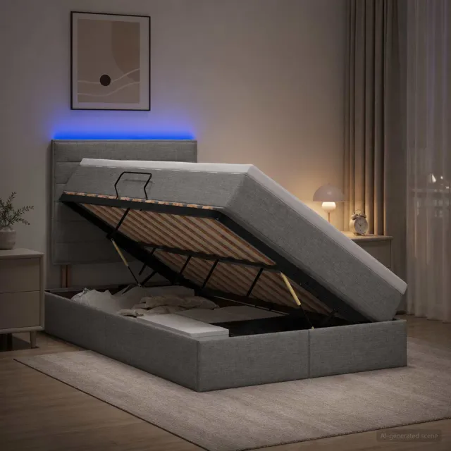 vidaXL LED Opslagbed met Matras Lichtgrijs 120 x 200 cm Stof