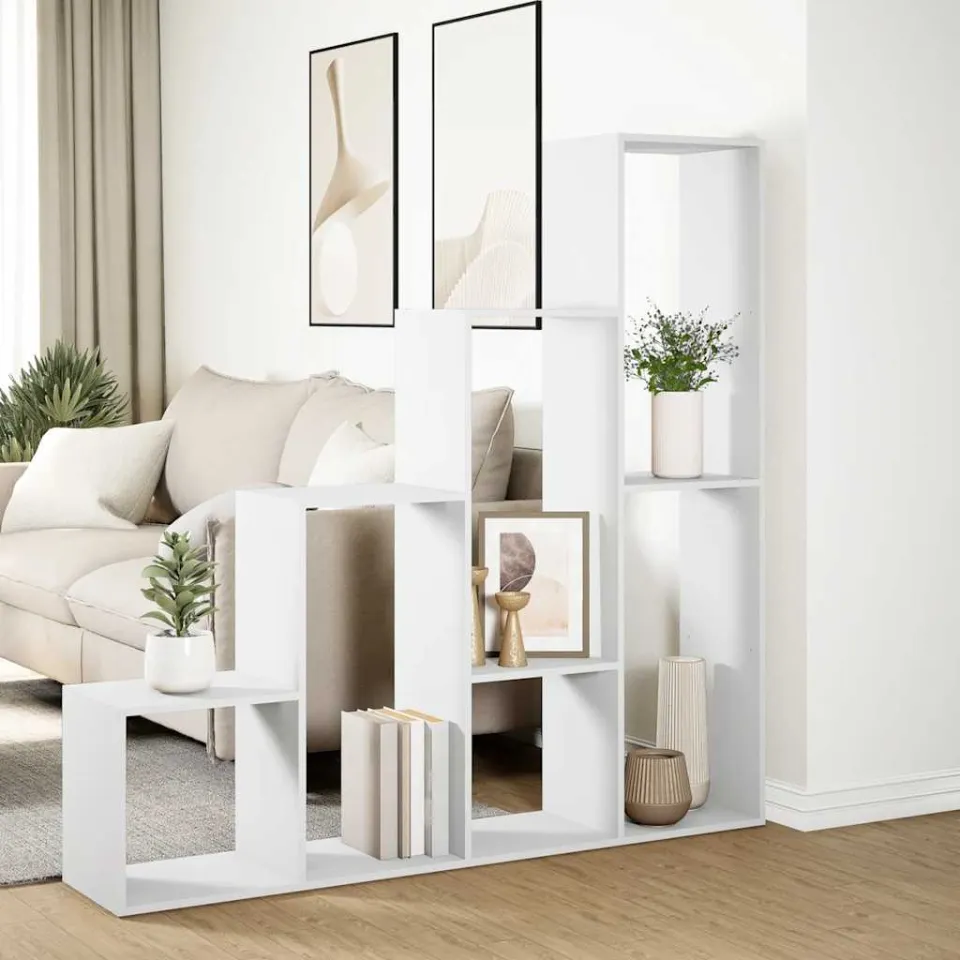 vidaXL Kamerscherm / boekenkast 4-laags 143,5x29x143,5 cm hout wit, foto 4