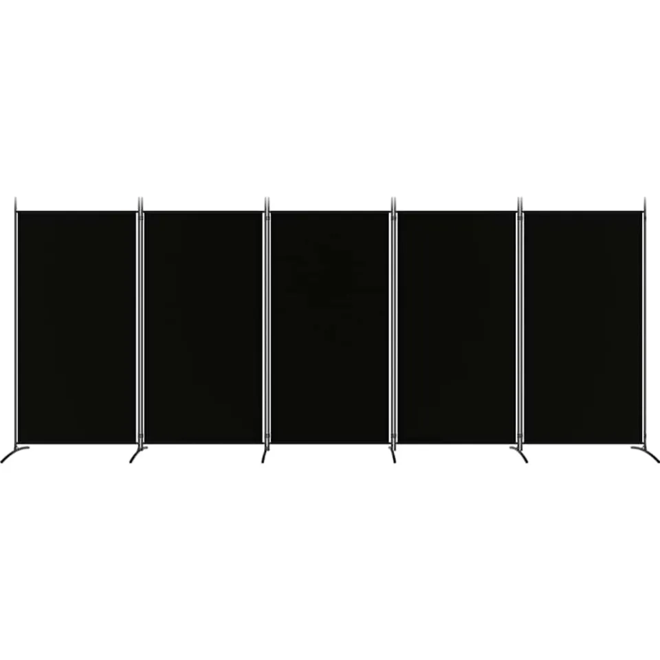 vidaXL Kamerscherm met 5 panelen 433x180 cm stof zwart