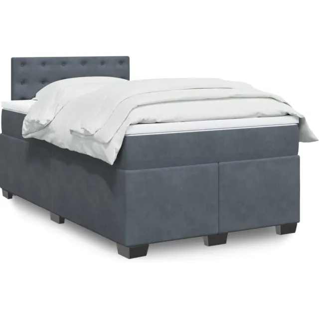 vidaXL Boxspring met matras fluweel donkergrijs 120x190 cm grijs