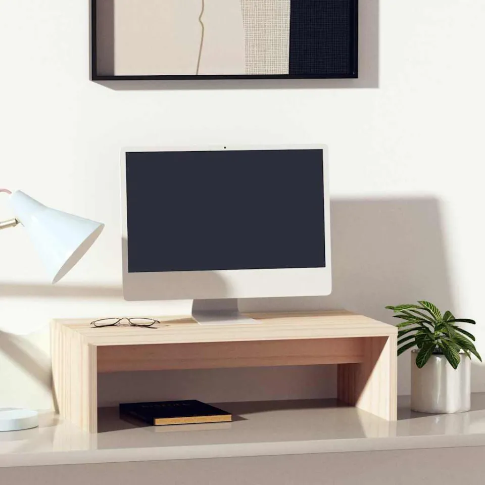 vidaXL Monitorstandaard 50x27x15 cm massief grenenhout bruin, foto 3
