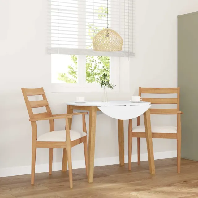 vidaXL Eetkamerstoelen met kussens 2 stuks massief hout rubber Bruin