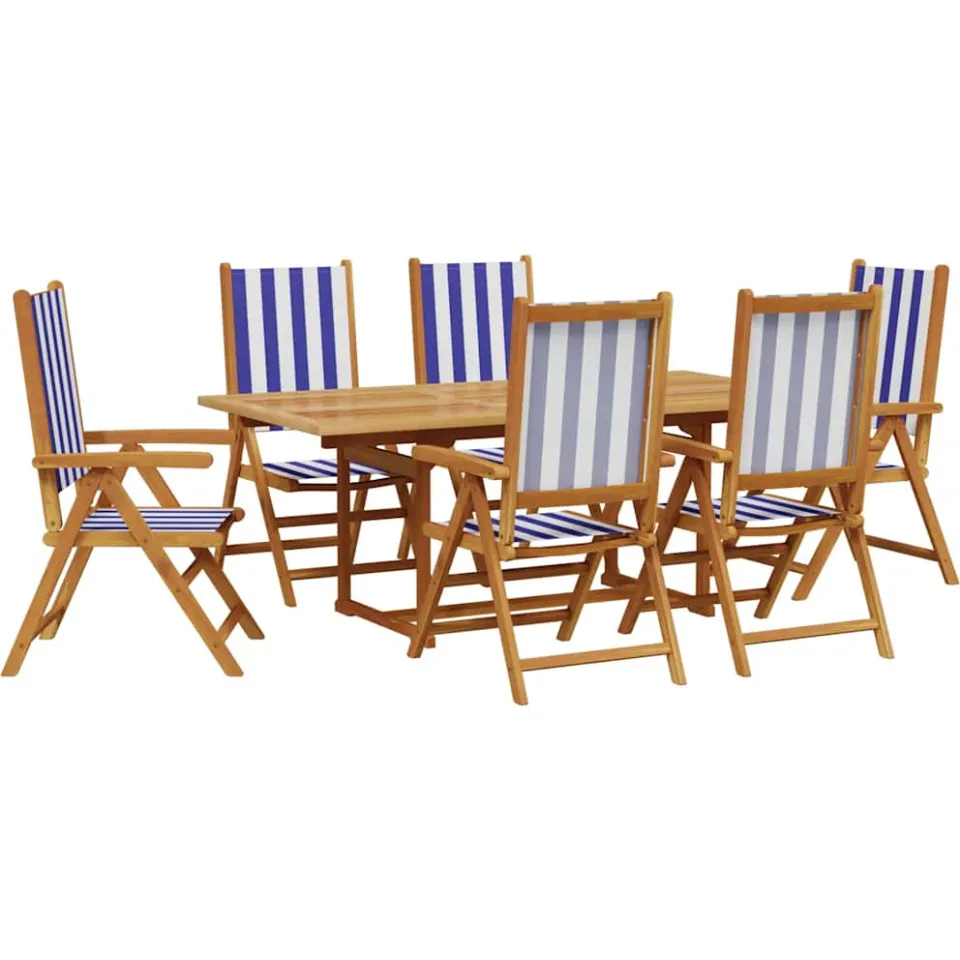 vidaXL 7-delige Tuinset massief hout en stof blauw en wit, foto 3