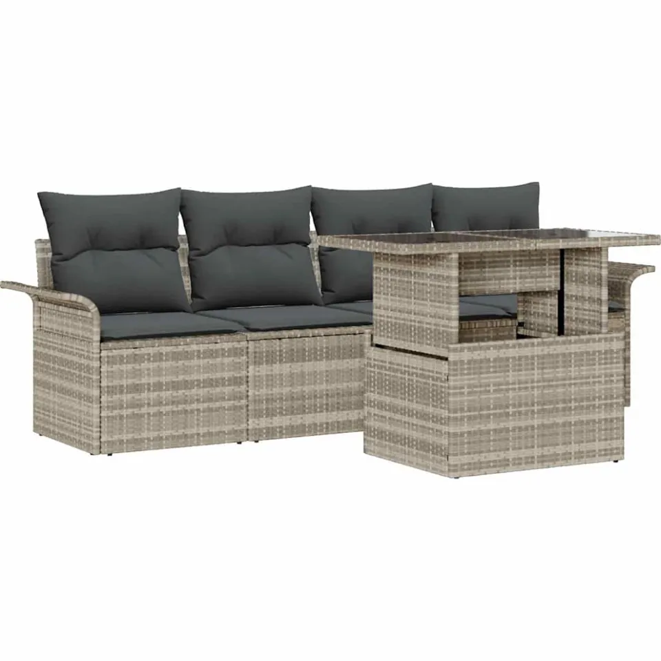 vidaXL Tuin Sofa Set 5 st Lichtgrijs [Synthetisch]: Poly Rattan