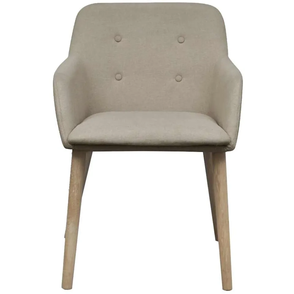 vidaXL Eetkamerstoelen 6 st stof en massief eikenhout beige, foto 3