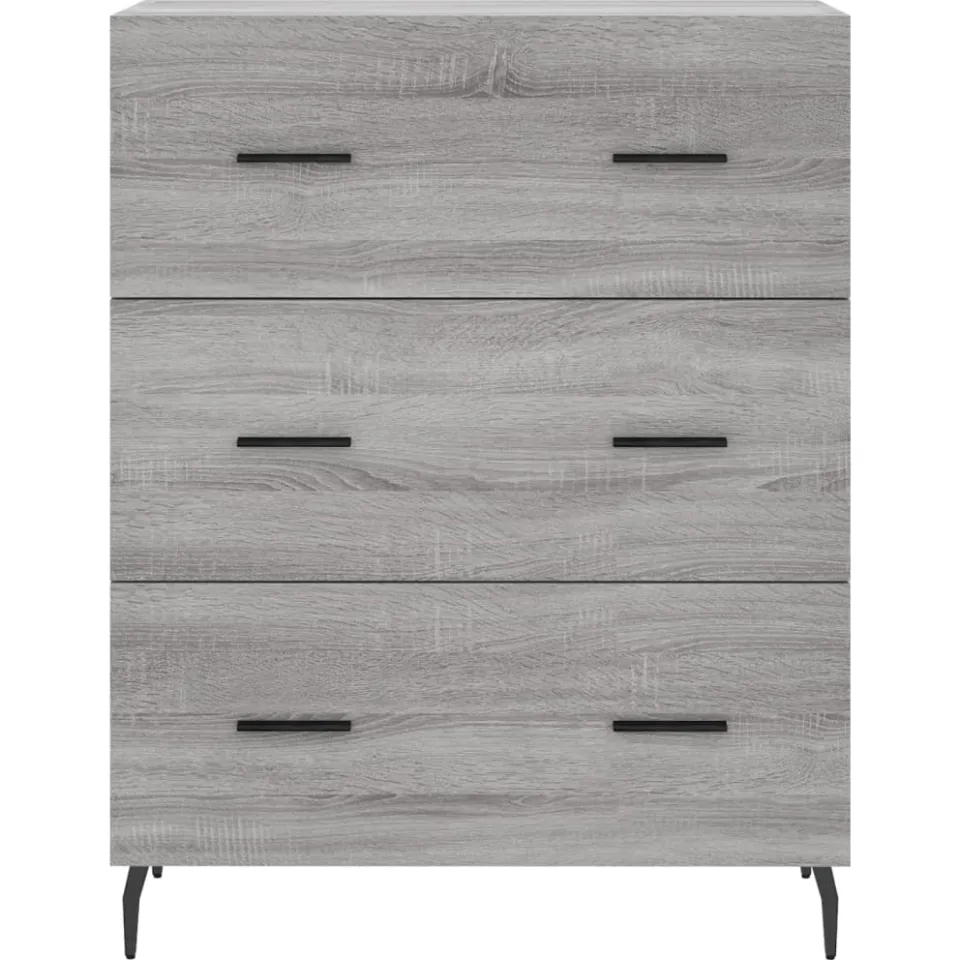 vidaXL Dressoir 69,5x34x90 cm bewerkt hout grijs sonoma eikenkleurig