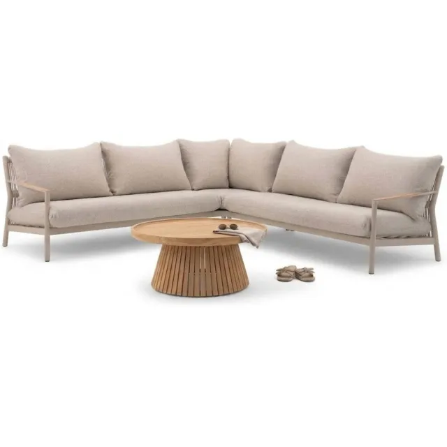 Belito Julia Loungeset 4-delig | 258 x 258 cm | Taupe Rope & Aluminium | Met Daan Koffietafel Beige