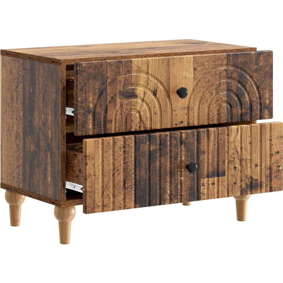 vidaXL Nachtkastje met lade Oud hout 62 x 34,5 x 48 cm Bewerkt hout bruin, foto 3