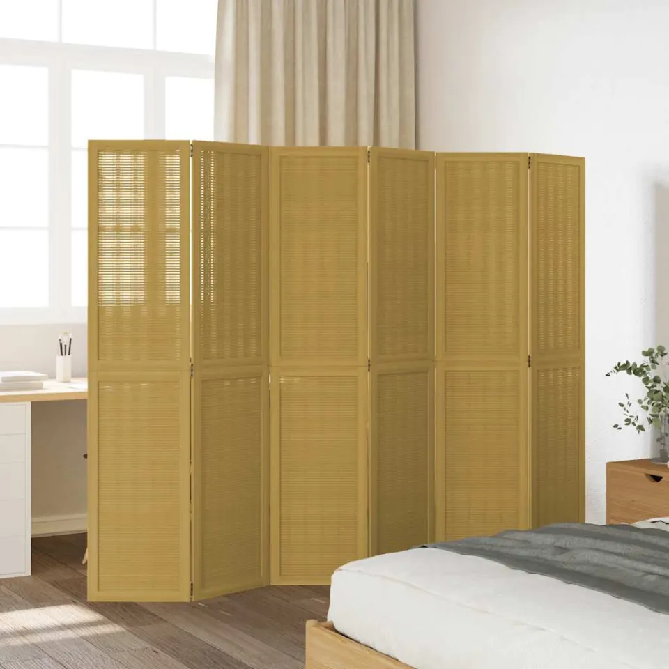 vidaXL Kamerscherm met 6 panelen massief paulowniahout bruin, foto 3