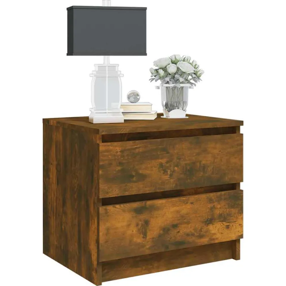 vidaXL Nachtkastjes 2 st 50x39x43,5 cm bewerkt hout gerookt eikenkleur Bruin