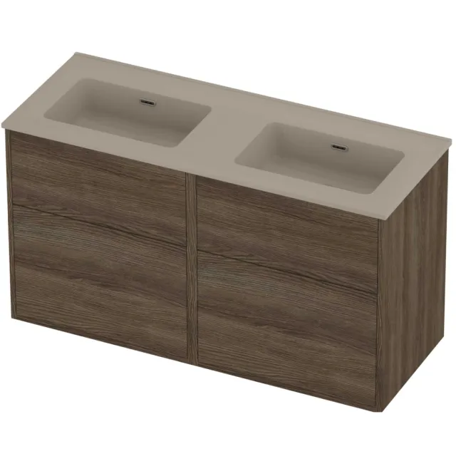 Proline Tribute Badmeubelset Porselein Elegant Zonder Gat 120x46x67 cm Mat Crème Cotton Vital Oak Eiken
