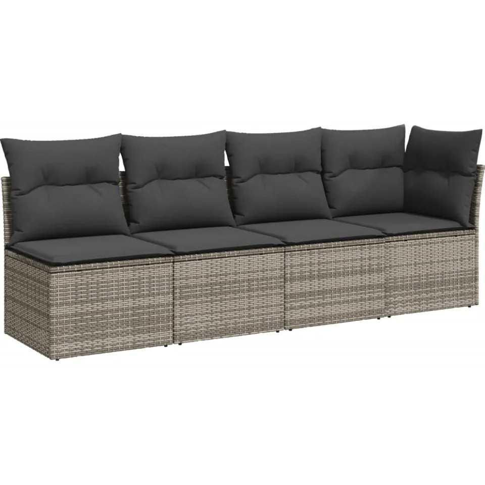 vidaXL 9-delige Loungeset met kussens poly rattan grijs, foto 4