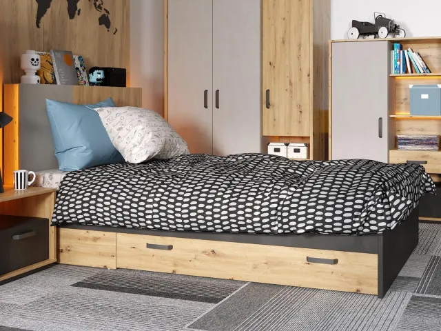 Mobistoxx Bed BIC 90x200 cm artisan eik/zijde grijs