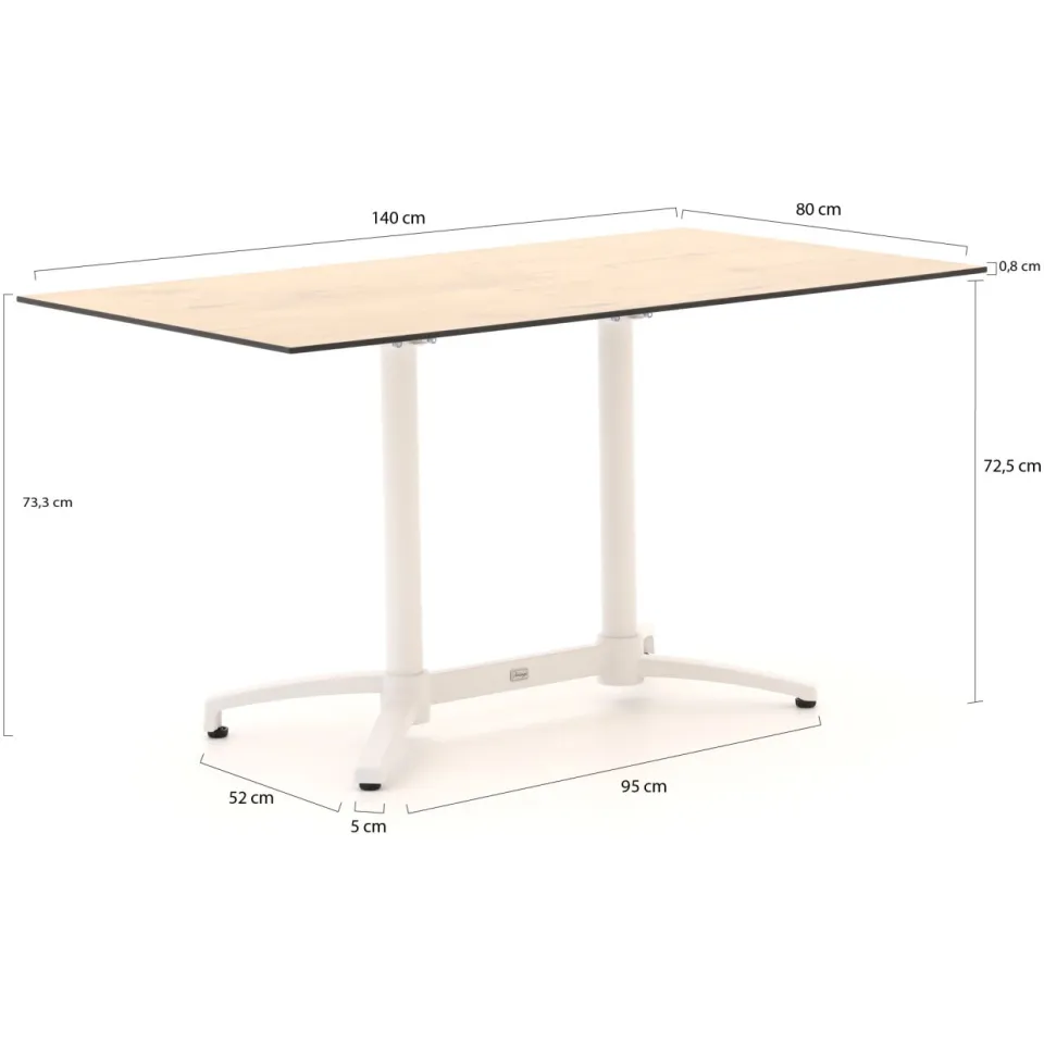 Forza Furniture Forza Ripi/Canzo 140cm dining tuinset 5-delig stapelbaar inklapbaar bruin, foto 3