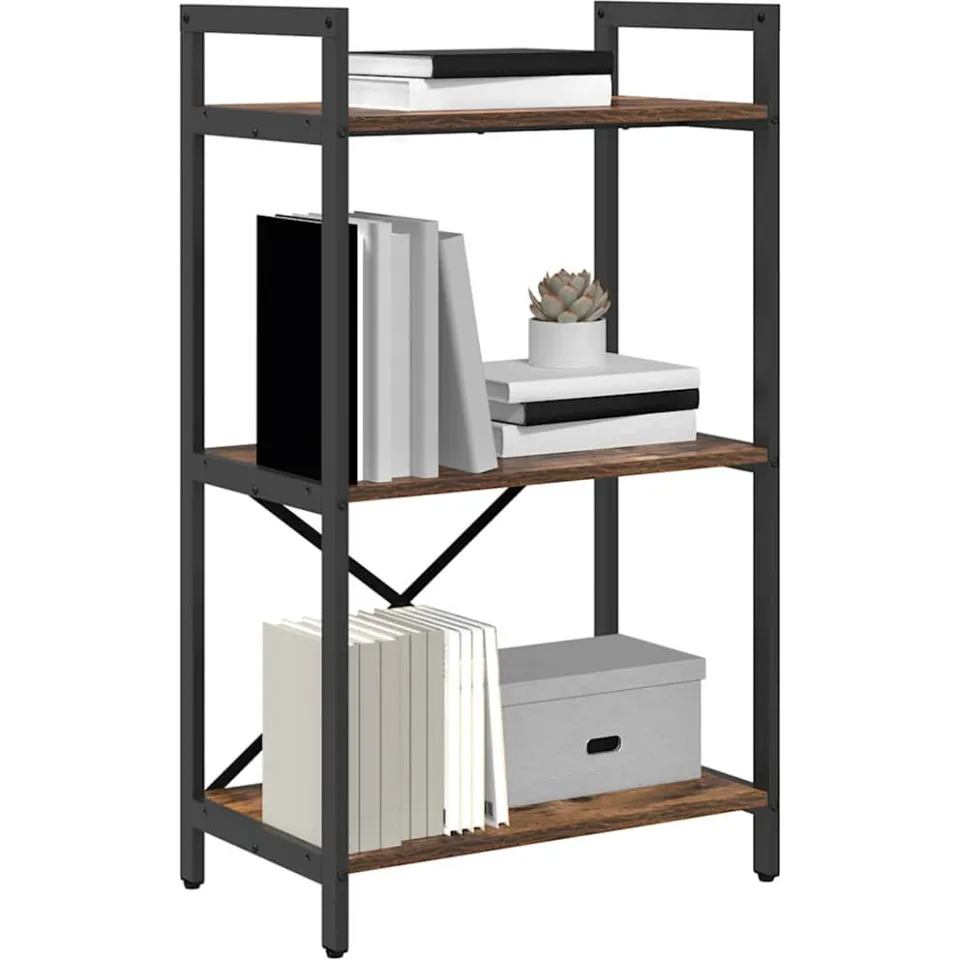 vidaXL Boekenkast 3-laags 56 x 34 x 96 cm Bewerkt hout Gerookt eiken Bruin
