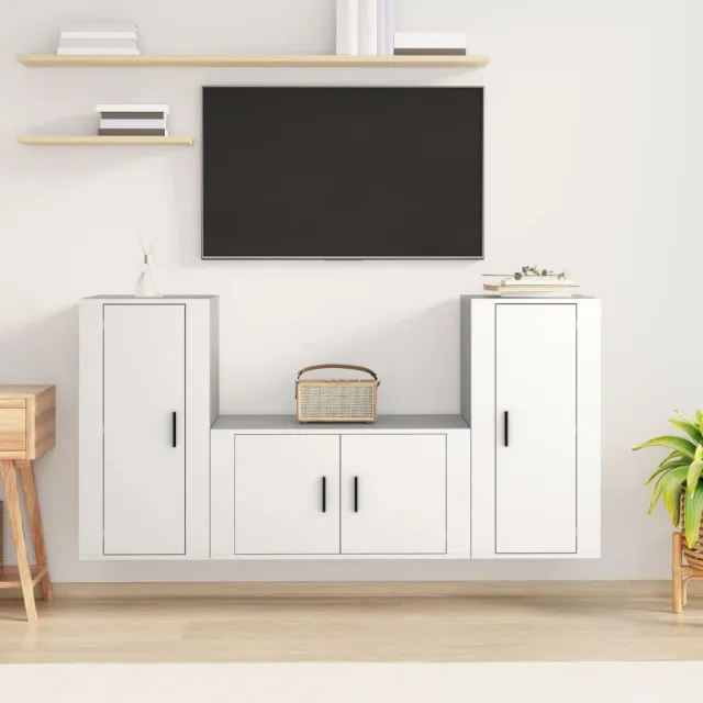 vidaXL 3-delige Tv-meubelset bewerkt hout wit, foto 2