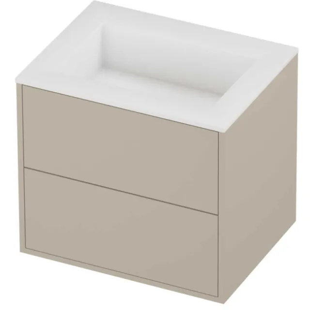 Proline Aristo Badmeubelset Polystone Elegant 2 Laden 60x46x54 cm Mat White Soft Linen Beige