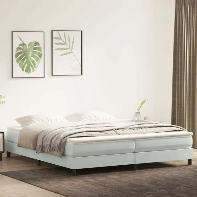 vidaXL Boxspring zonder matras fluweel lichtgrijs 200x220 cm