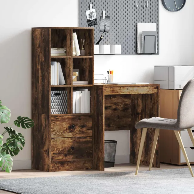 vidaXL Bureau Gerookt eiken 105,5 x 50 x 127 cm 2 st, foto 2