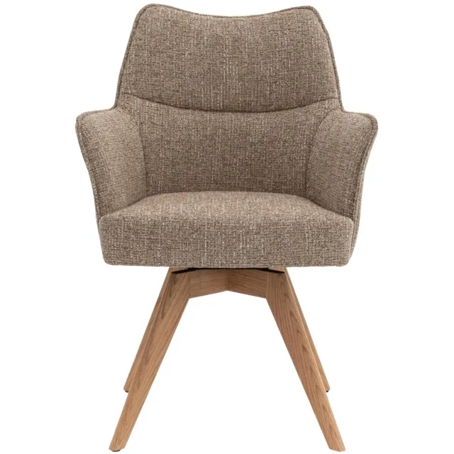 DÉJA Living Eetkamerstoel Zayn - Taupe/Naturel - Draaibaar - Set van 2
