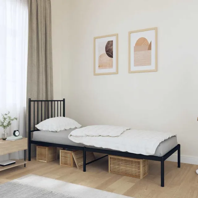 vidaXL Bedframe met hoofdbord metaal zwart 80x200 cm