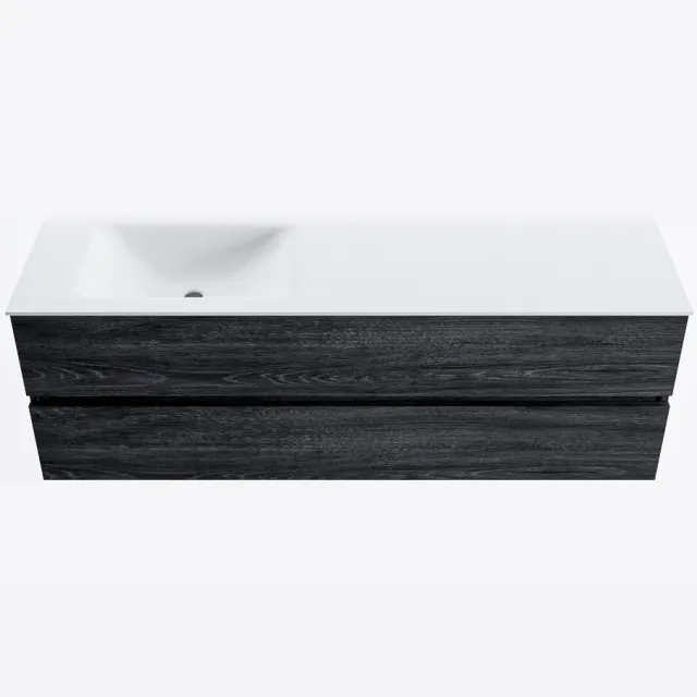 Mondiaz VICA 150cm badmeubel onderkast Antracite 2 lades. Wastafel CLOUD links 1 kraangat, kleur Talc.