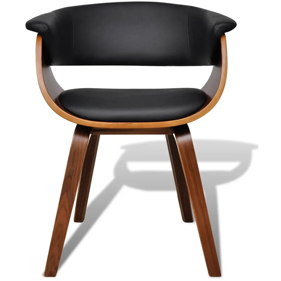 vidaXL Eetkamerstoelen 4 st gebogen hout en kunstleer Zwart