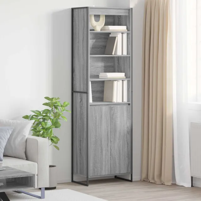 vidaXL Hoge Kasten Grijs Sonoma 60 x 36 x 200 cm Bewerkt hout, foto 2
