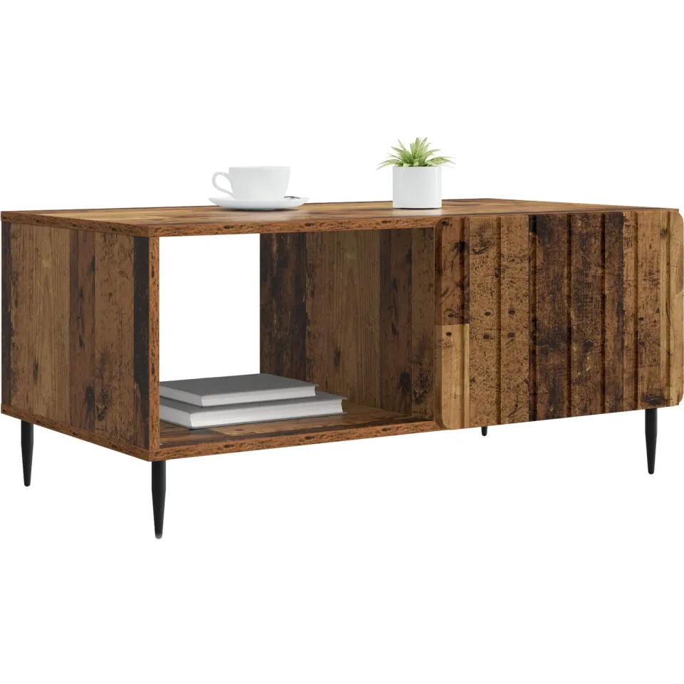 vidaXL Salontafel Oud hout 90 x 50 x 40 cm Bewerkt hout Bruin