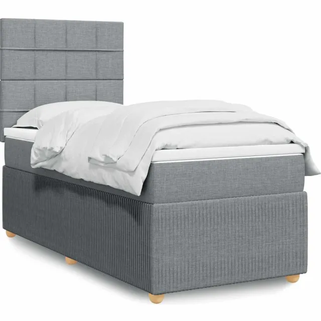 vidaXL Boxspring met matras stof lichtgrijs 90x190 cm grijs