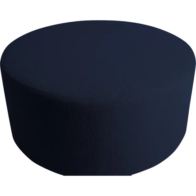 PTMD Evie Poef Teddy - H40 x Ø90 cm - Poly - Donkerblauw