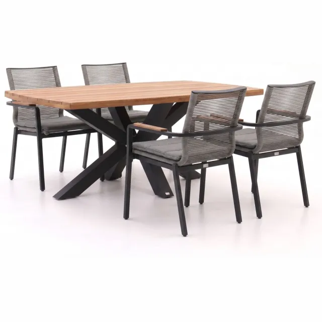 Bellagio tuinmeubelen Bellagio Marudo/Induno Deens Ovaal 180cm dining tuinset 5-delig stapelbaar