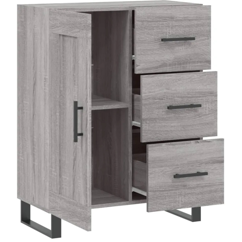 vidaXL Dressoir 69,5x34x90 cm bewerkt hout grijs sonoma eikenkleurig, foto 4