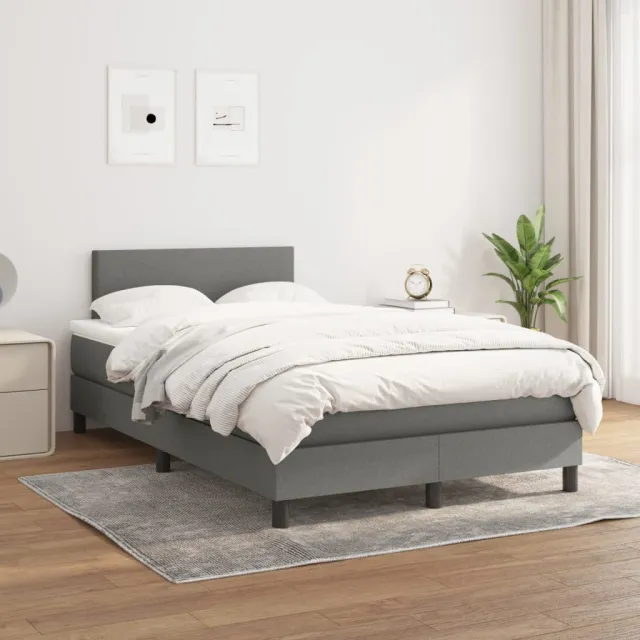 vidaXL Boxspring met matras stof donkergrijs 120x200 cm grijs