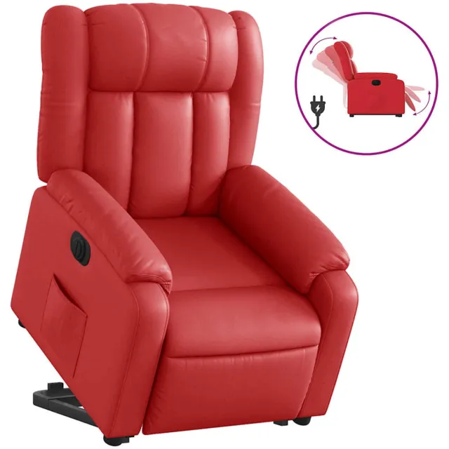 vidaXL Sta-op-stoel - elektrisch - kunstleer - rood