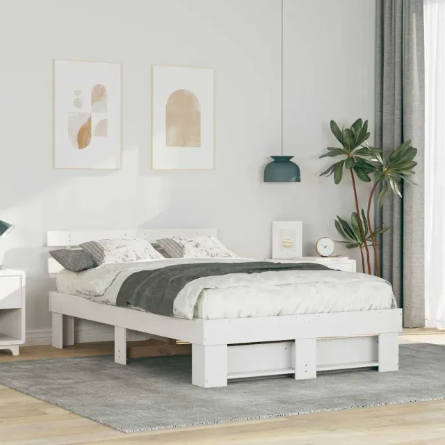 vidaXL Bedframe met hoofdeinde Wit 120 x 200 cm Massief grenenhout