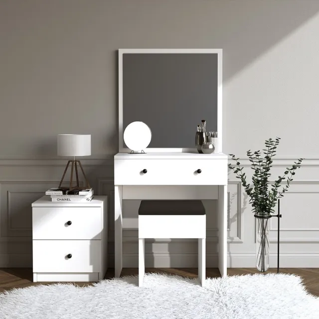 Skye Decor , Kaptafel, Nice - White, Gemelamineerde spaanplaat, Wit, 65 x 35 x 139 cm