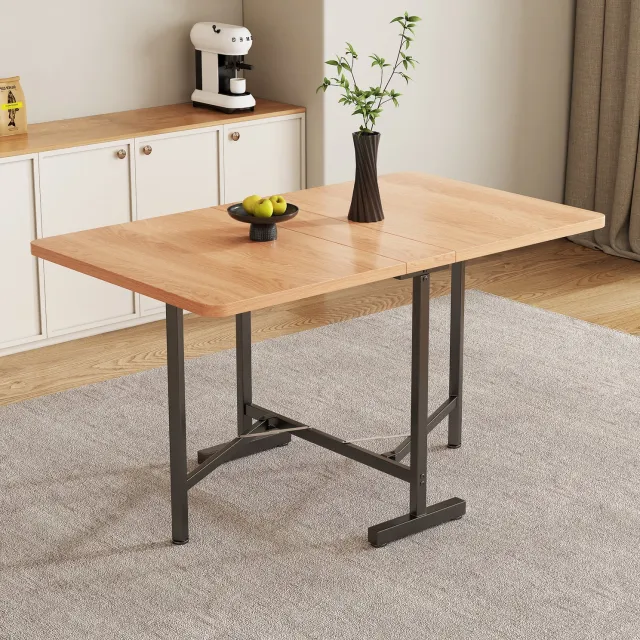 Maisentiel Opklapbare uitschuifbare eettafel 120 x 80 cm - MDF - eikenkleur Amerikaans wit eiken