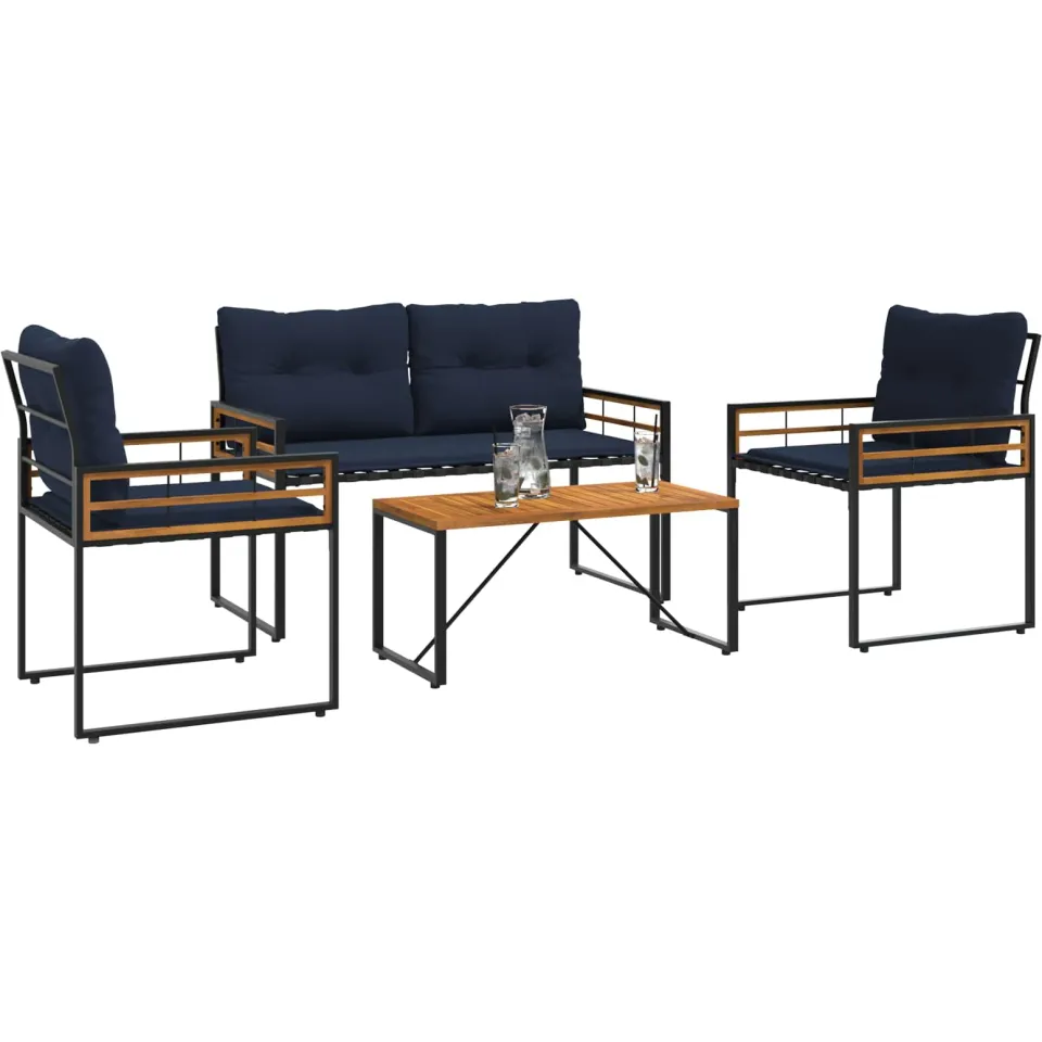 vidaXL Buitenmeubelset 4 st Marineblauw