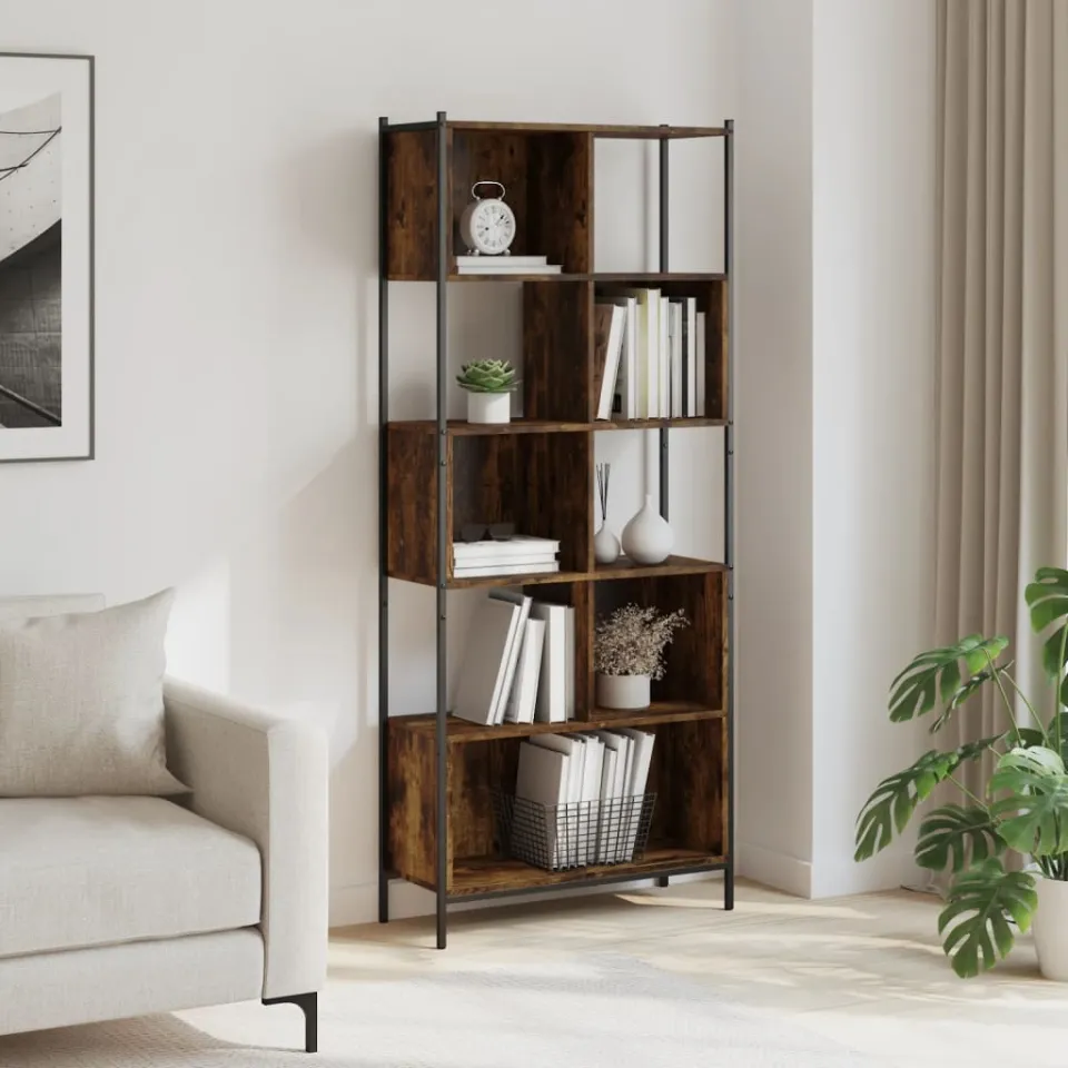 vidaXL Boekenkast 72x28x172 cm bewerkt hout gerookt eikenkleurig, foto 2