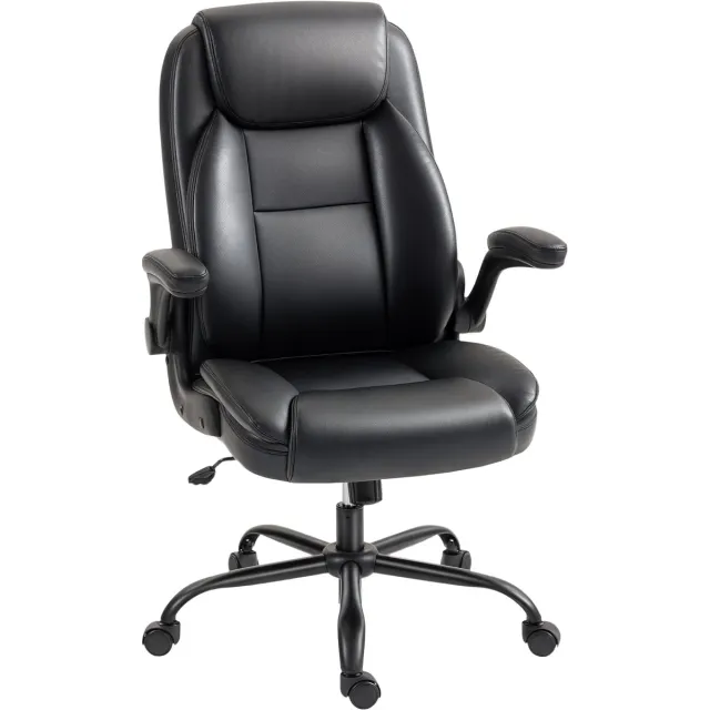 Homcom Bureaustoel-79x72x114cm-Polyurethaan-Zwart