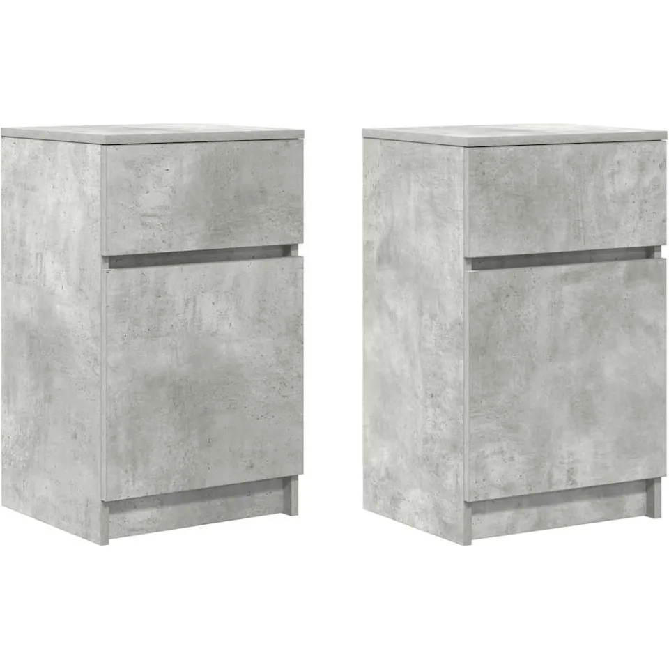 vidaXL Nachtkastjes 2 st 39x35x65 cm bewerkt hout betongrijs