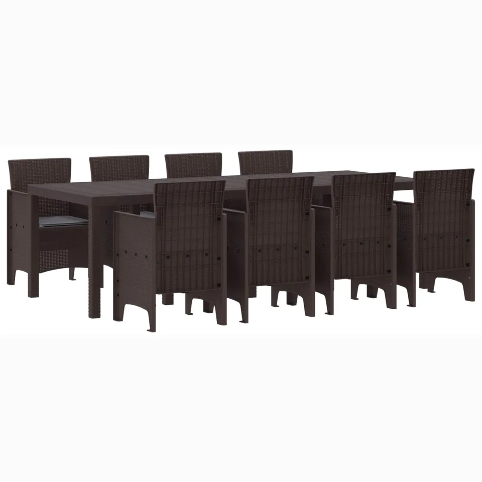 vidaXL Tuin Eetset 9 st Bruin Polypropyleen